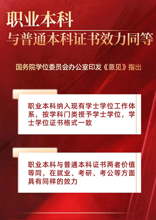 又一利好消息，教育部再發(fā)文：職業(yè)本科與普通本科證書效力同等！